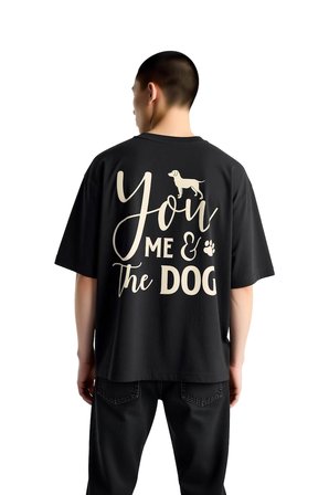 Erkek Oversize Köpek Sevgisi Baskılı Tişört %100 Pamuk Rahat Kesim Günlük Giyim Modern Şık Konforlu