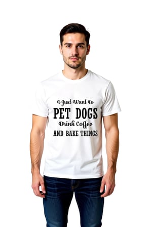 Köpekler Kahve ve Fırın Kombinasyonu Baskılı Erkek Tişört