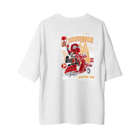 Kadın Oversize Grafik Baskılı Tişört Scooter Temalı Retro Slogan Tasarımı Rahat Kesim Günlük Modern