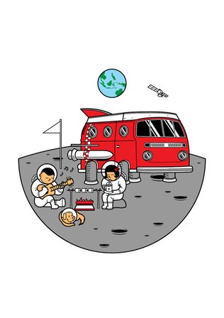Erkek Oversize Tişört Ay'da Astronot Gitar Kahve Baskılı Rahat Kesim Günlük Giyim Modern Şık Zarif