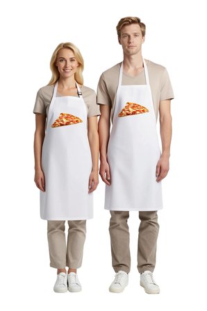 Erkek Unisex Mutfak Aşçı Önlüğü Pizza Dilimi Baskılı DTF Tekniği Rahat Kesim Günlük Modern Şık Zarif