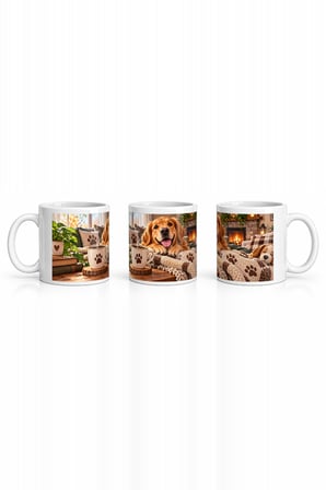 Seramik Kupa Rahat Köpek Baskılı 300 ml Hediyelik Kahve Çay Kupası Ev Ofis Özel Tasarım Kahve Kupası