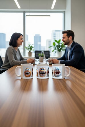 Seramik Kupa Acımasız Canavarcıklar Baskılı 300 ml Hediyelik Kahve Çay Kupası Özel Tasarım Ofis