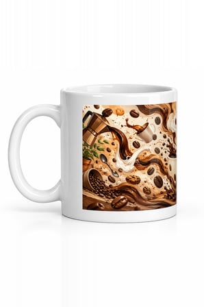Seramik Kupa Kahve Kaos Temalı Baskılı 300 ml Hediyelik Ofis Çay Kupası Özel Tasarım Kahve Kupası
