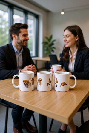 Seramik Kupa Golden Retriever Baskılı 300 ml Hediyelik Kahve Çay Kupası Ofis Ev Özel Tasarım