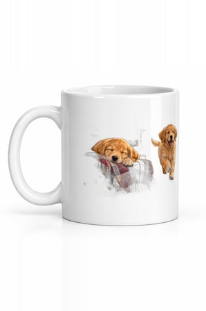 Seramik Kupa Golden Retriever Baskılı 300 ml Hediyelik Kahve Çay Kupası Ofis Ev Özel Tasarım