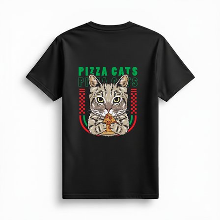 Pizza Kedi Sevgili Tasarımı Baskılı Kadın Tişört