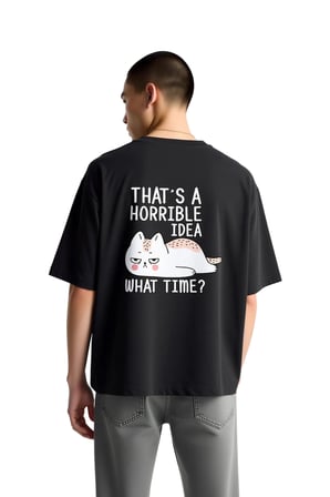 Erkek Oversize Kedi Baskılı Grafik Tişört Mizah Temalı Rahat Kesim Günlük Giyim Modern Şık Konforlu