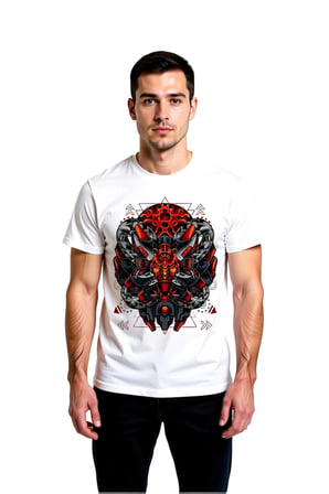 Erkek Tişört %100 Pamuk Crew Neck Kısa Kol Futuristik Robot Samuray Grafik Baskı Geometrik Desen