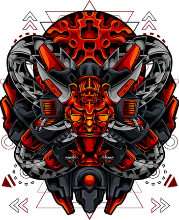 Erkek Tişört %100 Pamuk Crew Neck Kısa Kol Futuristik Robot Samuray Grafik Baskı Geometrik Desen