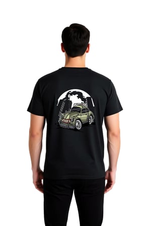 Vintage Beetle Araba Diş Dumanı Baskılı Erkek Tişört