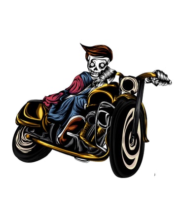 Erkek Oversize Tişört Vintage Motosiklet Baskısı Altın Detaylı Grafik Baskı Rahat Kesim Günlük Şık