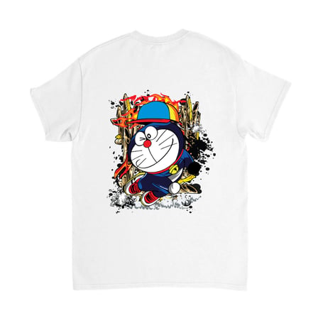 Çocuk Tişört Anime Kedi Karakteri Şapka Sneaker Dinamik Baskı Rahat Kesim Pamuk Günlük Modern Şık