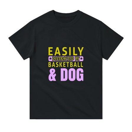 Erkek Basketbol Köpek Baskılı Günlük Tişört Crew Yaka Kısa Kol %100 Pamuk Rahat Kesim Modern Şık