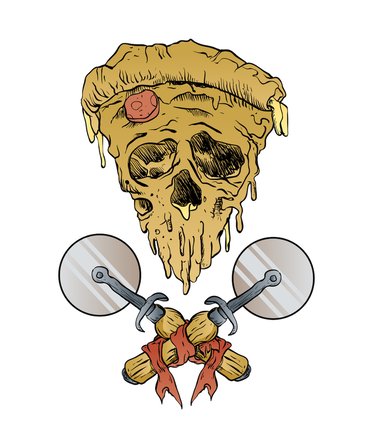 Kadın Grafik Baskılı Pamuk Tişört Pizza Motifli İskelet Desenli Kısa Kol Yuvarlak Yaka Rahat Kesim