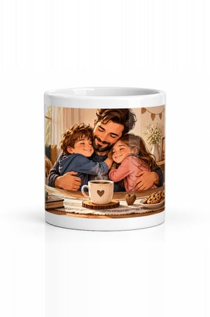 Seramik Kupa Aile Anları Temalı Baskılı 300 ml Hediyelik Kahve Çay Kupası Özel Tasarım Kahve Kupası