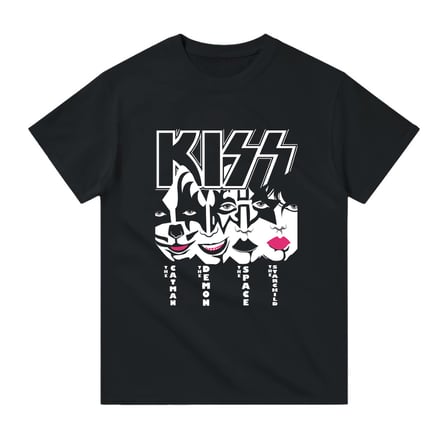 Erkek Müzik Grubu Baskılı Kısa Kollu Tişört Dijital Baskı Teknolojisiyle Üretilmiş Retro Tasarım