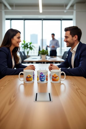 Seramik Kupa Tüylü Kızgın Karakterler Baskılı 300 ml Hediyelik Ofis Kahve Çay Kupası Özel Tasarım