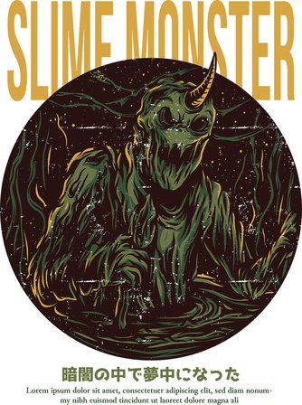 Erkek Oversize Baskılı Tişört Slime Monster Tasarımı Dijital Baskı Rahat Kesim Günlük Giyim Modern