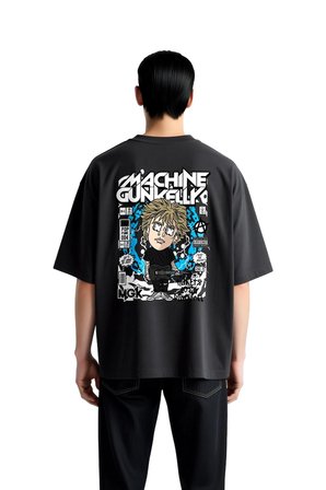 Punk Rock Müzik Stili Baskısı Baskılı Erkek Oversize Tişört
