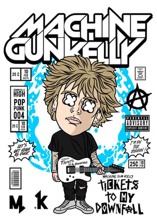 Punk Rock Müzik Stili Baskısı Baskılı Erkek Oversize Tişört