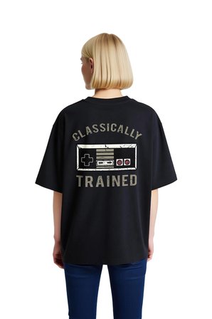 Klasik Oyun Nostaljisi Baskılı Kadın Oversize Tişört