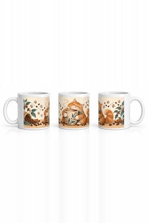 Seramik Kupa Kahve Sevgili Kedi Temalı Baskılı 300 ml Hediyelik Ofis Ev Kullanımı Özel Tasarım