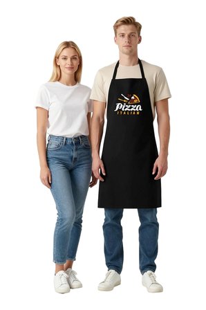 Unisex Mutfak Önlüğü İtalyan Pizza Baskılı Rahat Kesim Boyundan Askılı Cepli Günlük Aşçı Modern