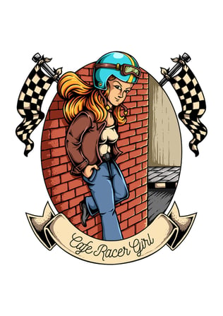 Cafe Racer Kız Baskılı Kadın Tişört