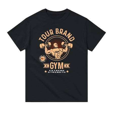 Erkek Vücut Geliştirme Baskılı Tişört Tour Brand Gym Extreme Strength Antrenman Spor Tee Günlük