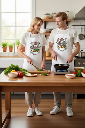 Erkek Unisex Mutfak Aşçı Önlüğü Ramen Kase Baskılı DTF Dijital Baskı Rahat Kesim Günlük Modern Şık