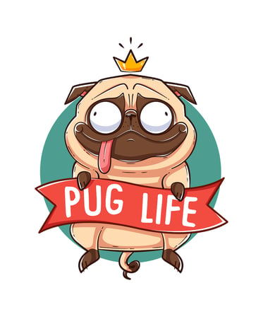 Kadın Komik Pug Baskılı Kısa Kollu Tişört Taç Motifli Evcil Hayvan Sevgili Tasarım Rahat Günlük