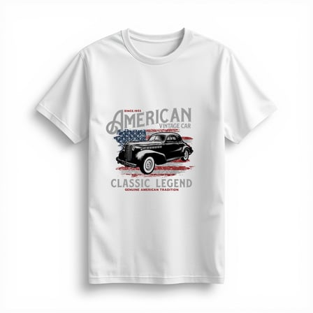Kadın Vintage Amerikan Otomobili Klasik Efsane Baskılı Pamuk Tişört Rahat Kesim Günlük Modern Şık
