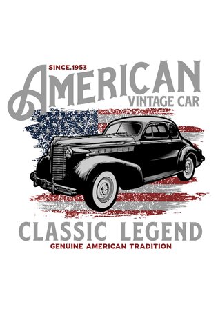 Kadın Vintage Amerikan Otomobili Klasik Efsane Baskılı Pamuk Tişört Rahat Kesim Günlük Modern Şık