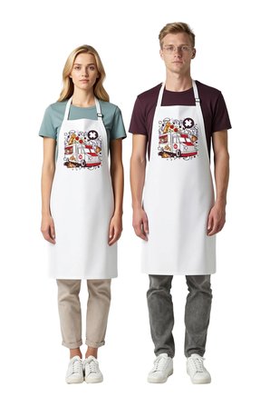 Unisex Mutfak Önlüğü Pizza Baskılı Itfaiye Temalı Grafik Desen Rahat Kesim Günlük Kullanım Modern
