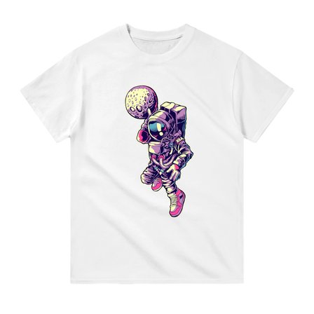 Erkek Retro Uzay Basketbol Baskılı Kısa Kollu Tişört %100 Pamuk Rahat Kesim Günlük Modern Şık Zarif