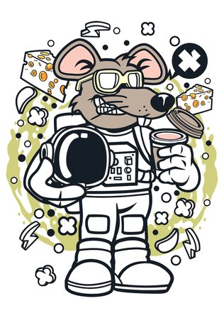 Kadın Oversize Astronot Fare Baskılı Kısa Kollu Tişört %100 Pamuk Rahat Kesim Günlük Modern Şık