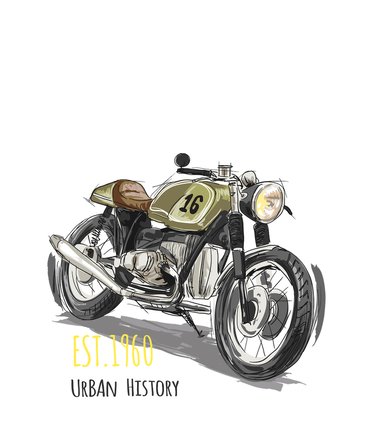 Erkek Motosiklet Baskılı Tişört Vintage Şehir Kültürü Grafik Rahat Kesim Günlük Modern Şık Konforlu