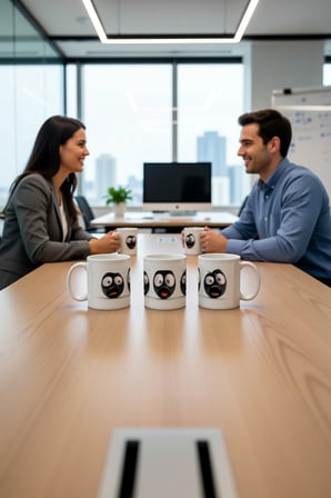 Seramik Kupa Komik Şok Yüzlü Karakter Baskılı 300 ml Hediyelik Ofis Kahve Çay Özel Tasarım