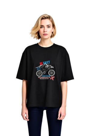 Kadın Oversize Bisiklet Baskılı Tişört Vintage Stil Rahat Kesim Kısa Kollu Günlük Giyim Modern Şık