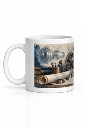 Seramik Kupa Steampunk Endüstri Temalı Baskılı 300 ml Ofis Kahve Çay Kupası Hediyelik Özel Tasarım