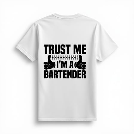 Kadın Bartender Meslek Baskılı Rahat Kesim Kısa Kol Yuvarlak Yaka %100 Pamuk Tişört Günlük Modern