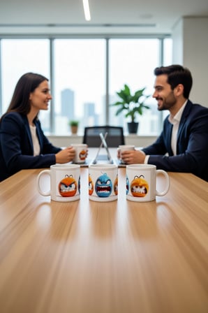 Seramik Kupa Kızgın Yüz İfadeleri Baskılı 300 ml Hediyelik Kahve Çay Kupası Özel Tasarım Çay Bardağı