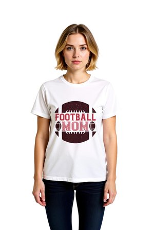Kadın Futbol Annesi Temalı Kask Top Baskılı Rahat Kesim Kısa Kollu Pamuk Tişört Günlük Modern Şık
