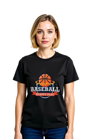 Kadın Basketbol Baskılı Günlük Tişört Yuvarlak Yaka Kısa Kol %100 Pamuk Rahat Kesim Spor Tasarım