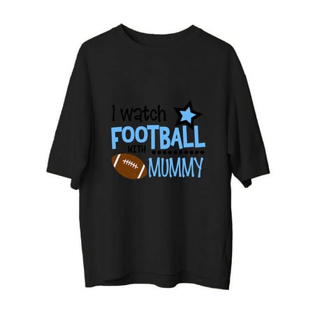 Kadın Oversize Futbol Baskılı Tişört Annemle İzlerim Yıldız Desen Rahat Kesim Günlük Modern Şık