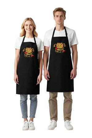 Unisex Mutfak Önlüğü Şeytani Burger Canavarı Baskılı DTF Dijital Teknik Rahat Kesim Günlük Modern