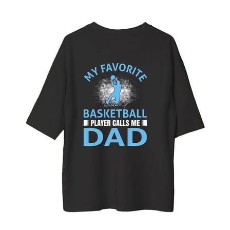 Erkek Oversize Basketbol Baskılı Tişört Oğlum Beni Baba Diyor Yazılı Günlük Rahat Kesim Modern Şık