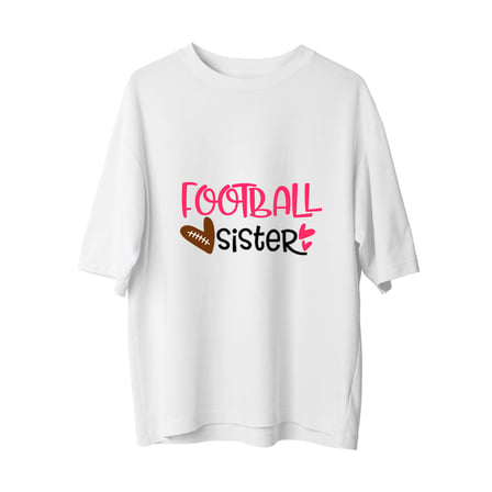 Kadın Oversize Futbol Kız Kardeşi Retro Baskılı Tişört %100 Pamuk Rahat Kesim Günlük Modern Şık