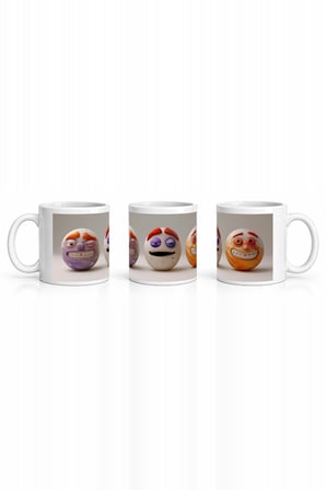 Seramik Kupa Komik Yüzler Baskılı 300 ml Hediyelik Neşeli Kahve Çay Bardağı Özel Tasarım Çay Bardağı
